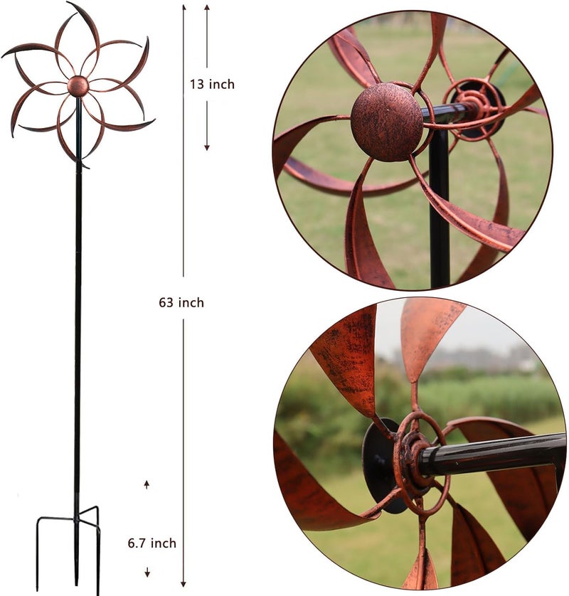 LERFUGI Wind Spinner Outdoor Metal Wind Sculptures 360 Degrees Wind Spinners for Yard and Garden - Image 2